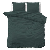 100% Cotton Duvet Cover Set Stone Washed | Dark Green | Single - 140cm (W) x 220cm (L) - The Bedding & Blankets Store