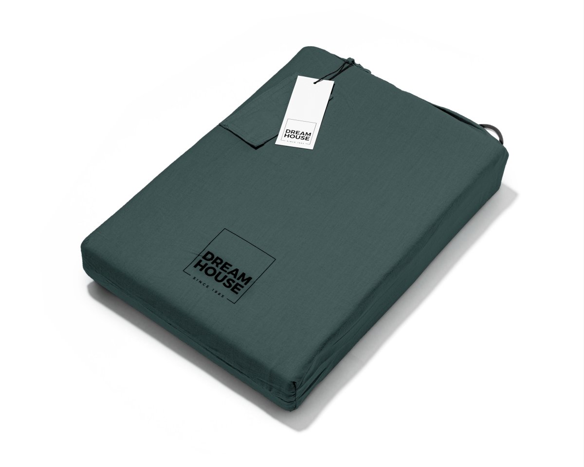 100% Cotton Duvet Cover Set Stone Washed | Dark Green | Single - 140cm (W) x 220cm (L) - The Bedding & Blankets Store