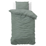 100% Cotton Duvet Cover Set Stone Washed | Green | Single - 140cm (W) x 220cm (L) - The Bedding & Blankets Store