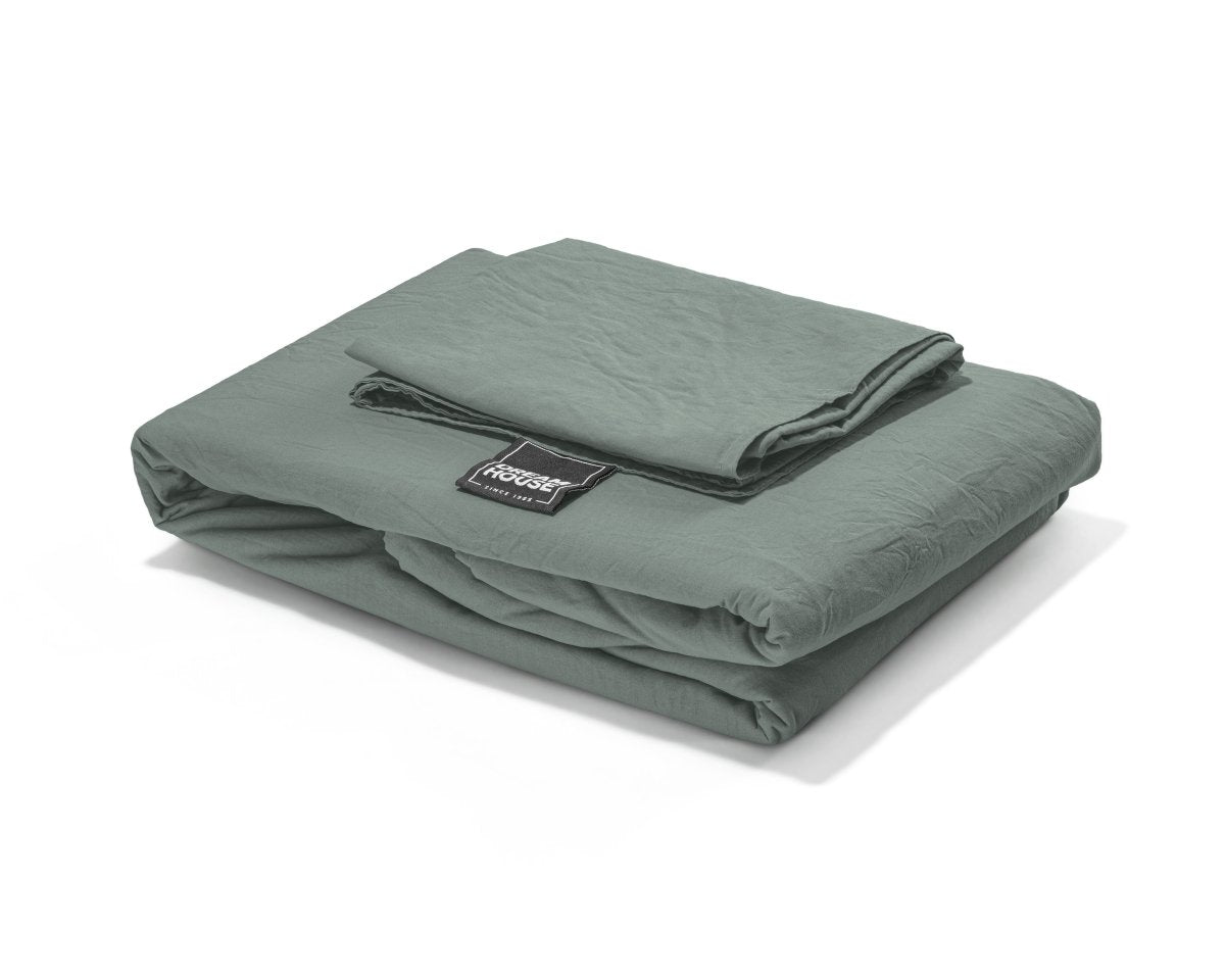 100% Cotton Duvet Cover Set Stone Washed | Green | Single - 140cm (W) x 220cm (L) - The Bedding & Blankets Store