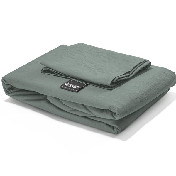 100% Cotton Duvet Cover Set Stone Washed | Green | Single - 140cm (W) x 220cm (L) - The Bedding & Blankets Store