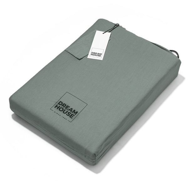 100% Cotton Duvet Cover Set Stone Washed | Green | Single - 140cm (W) x 220cm (L) - The Bedding & Blankets Store