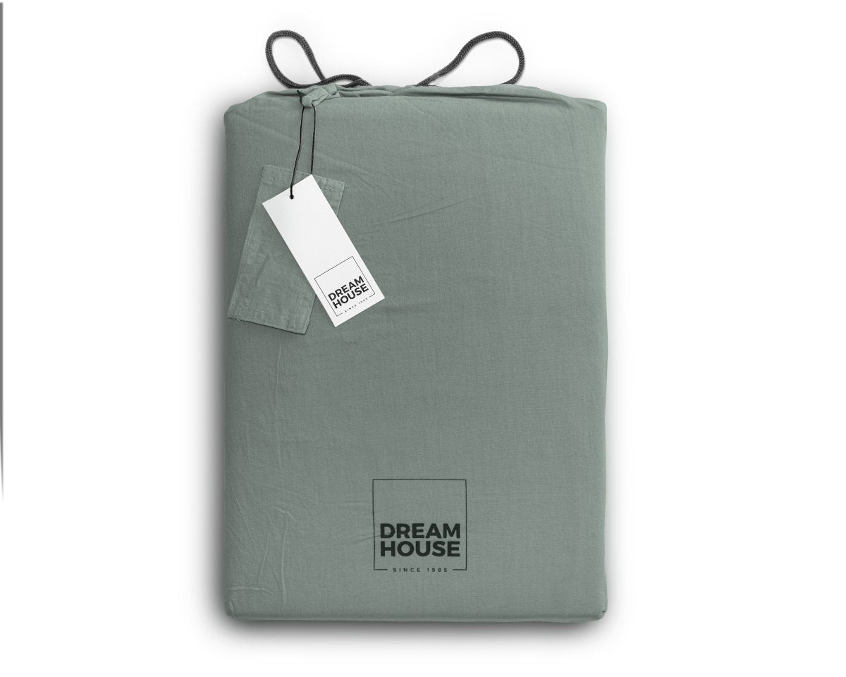 100% Cotton Duvet Cover Set Stone Washed | Green | Single - 140cm (W) x 220cm (L) - The Bedding & Blankets Store