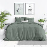 100% Cotton Duvet Cover Set Stone Washed | Green | Single - 140cm (W) x 220cm (L) - The Bedding & Blankets Store