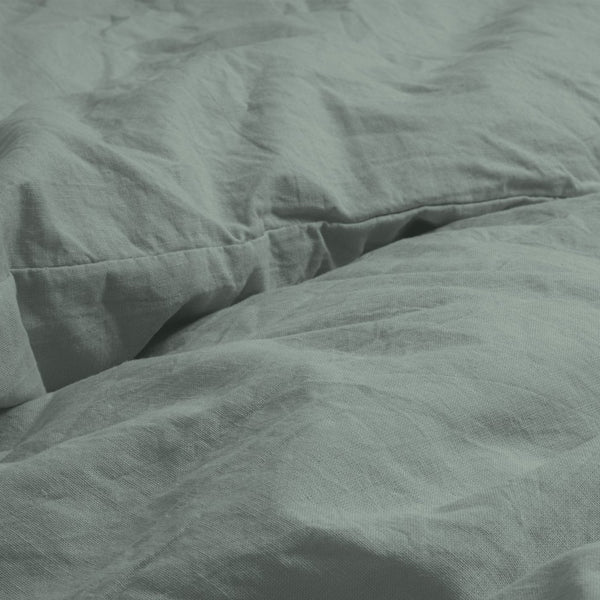 100% Cotton Duvet Cover Set Stone Washed | Green | Single - 140cm (W) x 220cm (L) - The Bedding & Blankets Store
