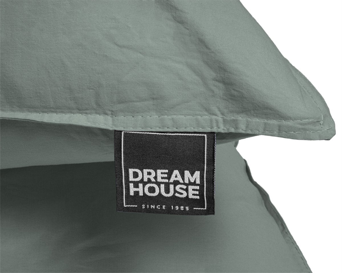 100% Cotton Duvet Cover Set Stone Washed | Green | Single - 140cm (W) x 220cm (L) - The Bedding & Blankets Store
