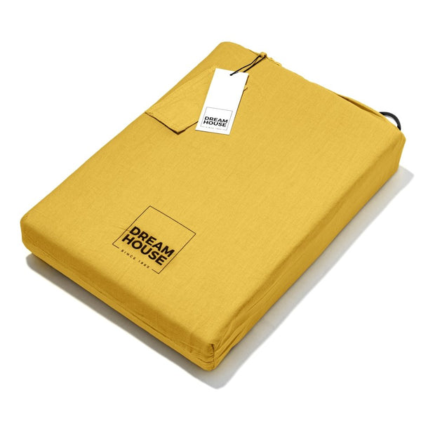 100% Cotton Duvet Cover Set Stone Washed | Mustard | Single - 135cm (W) x 200cm (L) - The Bedding & Blankets Store