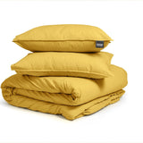 100% Cotton Duvet Cover Set Stone Washed | Mustard | Single - 135cm (W) x 200cm (L) - The Bedding & Blankets Store