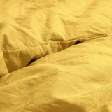 100% Cotton Duvet Cover Set Stone Washed | Mustard | Single - 135cm (W) x 200cm (L) - The Bedding & Blankets Store
