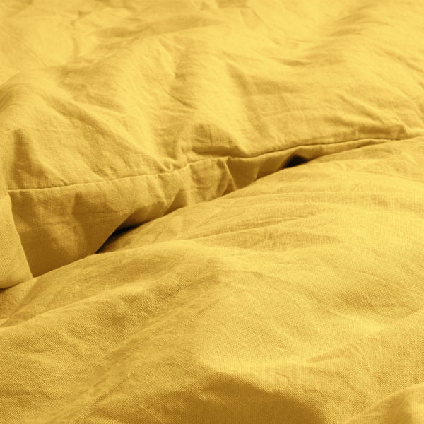 100% Cotton Duvet Cover Set Stone Washed | Mustard | Single - 135cm (W) x 200cm (L) - The Bedding & Blankets Store
