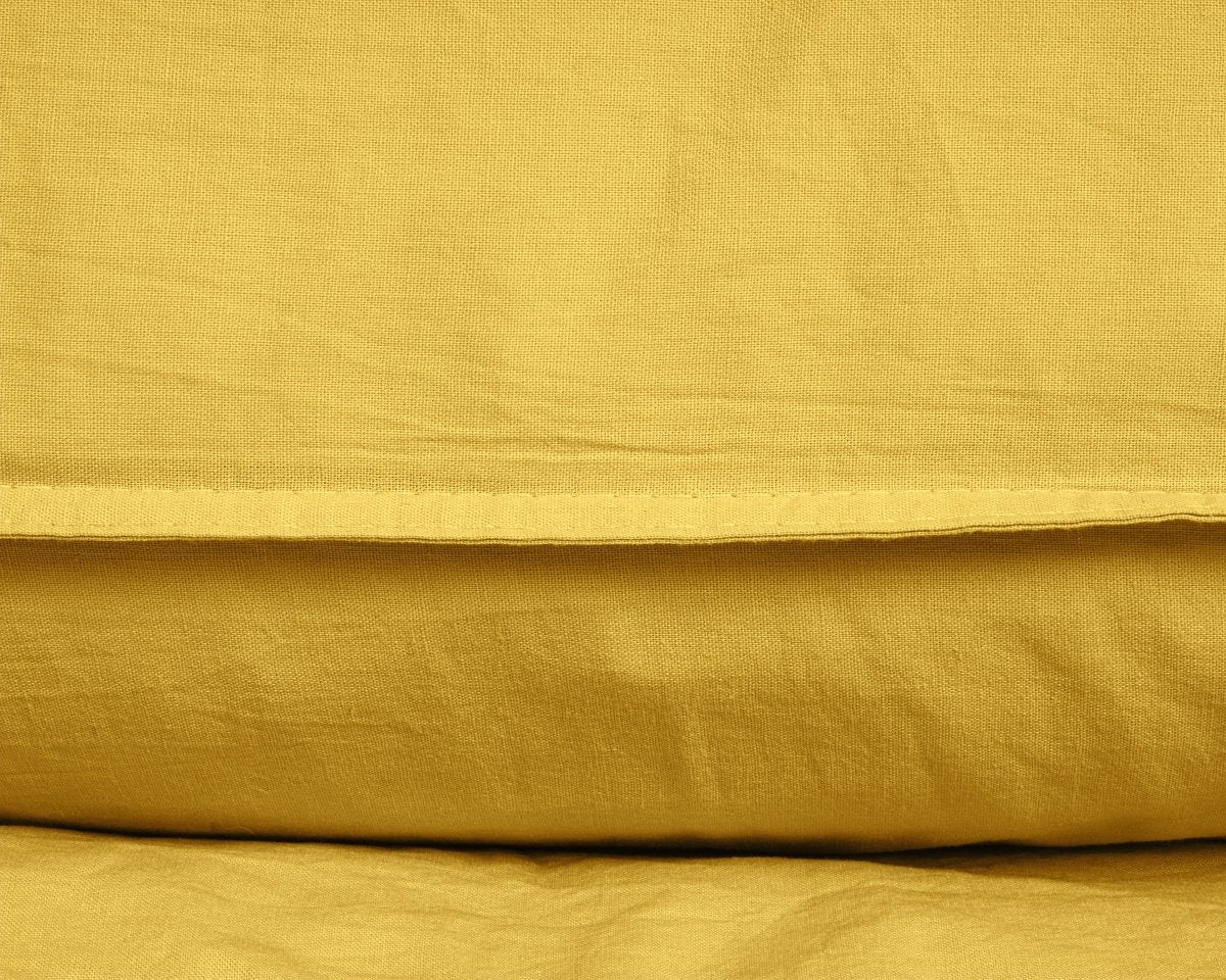 100% Cotton Duvet Cover Set Stone Washed | Mustard | Single - 135cm (W) x 200cm (L) - The Bedding & Blankets Store