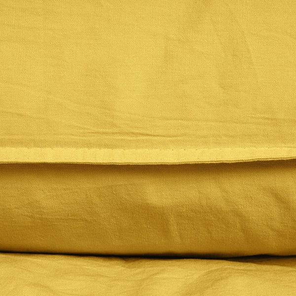 100% Cotton Duvet Cover Set Stone Washed | Mustard | Single - 135cm (W) x 200cm (L) - The Bedding & Blankets Store