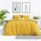 100% Cotton Duvet Cover Set Stone Washed | Mustard | Single - 135cm (W) x 200cm (L) - The Bedding & Blankets Store