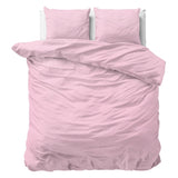 100% Cotton Duvet Cover Set Stone Washed | Pink | Double - 200cm (W) x 220cm (L) - The Bedding & Blankets Store