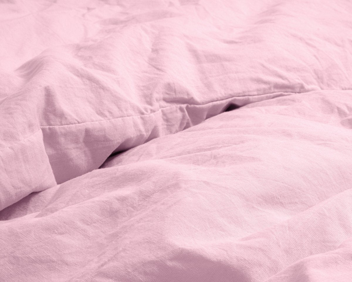 100% Cotton Duvet Cover Set Stone Washed | Pink | Single - 140cm (W) x 220cm (L) - The Bedding & Blankets Store