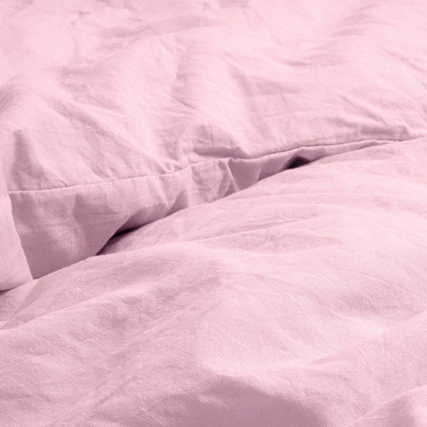 100% Cotton Duvet Cover Set Stone Washed | Pink | Single - 140cm (W) x 220cm (L) - The Bedding & Blankets Store
