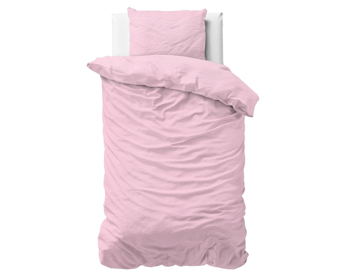 100% Cotton Duvet Cover Set Stone Washed | Pink | Single - 140cm (W) x 220cm (L) - The Bedding & Blankets Store