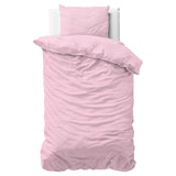 100% Cotton Duvet Cover Set Stone Washed | Pink | Single - 140cm (W) x 220cm (L) - The Bedding & Blankets Store