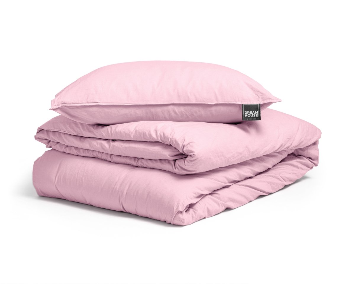100% Cotton Duvet Cover Set Stone Washed | Pink | Single - 140cm (W) x 220cm (L) - The Bedding & Blankets Store