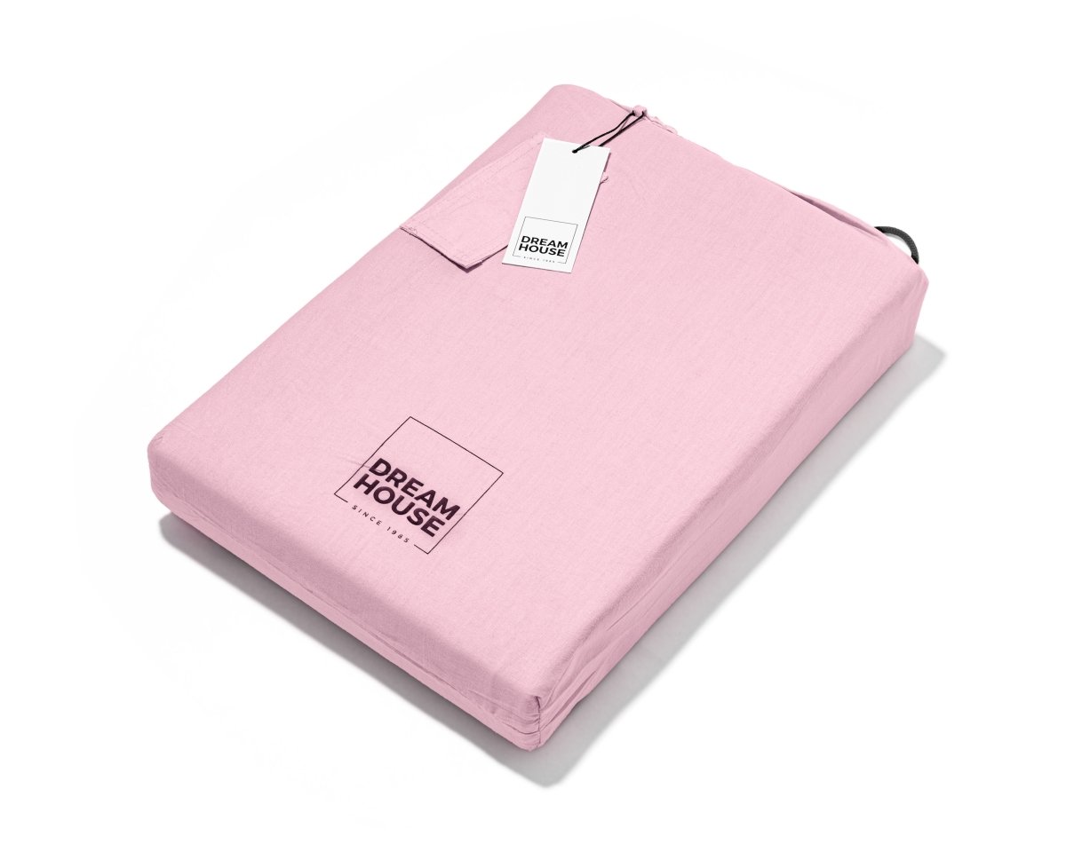 100% Cotton Duvet Cover Set Stone Washed | Pink | Single - 140cm (W) x 220cm (L) - The Bedding & Blankets Store