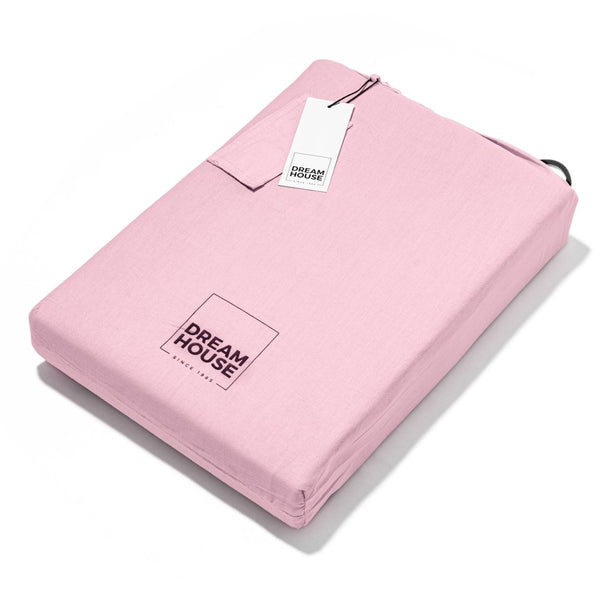 100% Cotton Duvet Cover Set Stone Washed | Pink | Single - 140cm (W) x 220cm (L) - The Bedding & Blankets Store