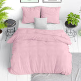 100% Cotton Duvet Cover Set Stone Washed | Pink | Single - 140cm (W) x 220cm (L) - The Bedding & Blankets Store