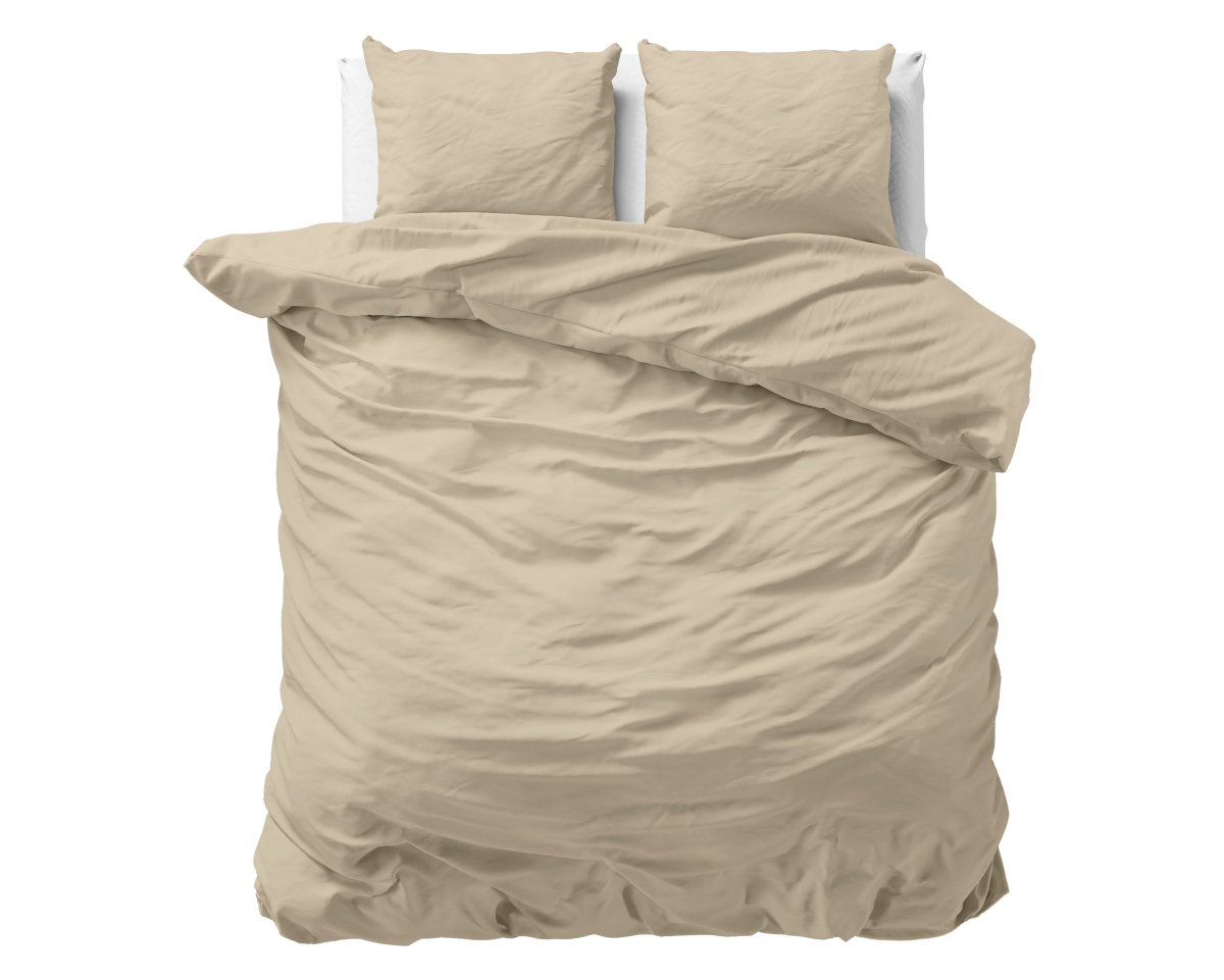 100% Cotton Duvet Cover Set Stone Washed | Sand | Double - 200cm (W) x 220cm (L) - The Bedding & Blankets Store