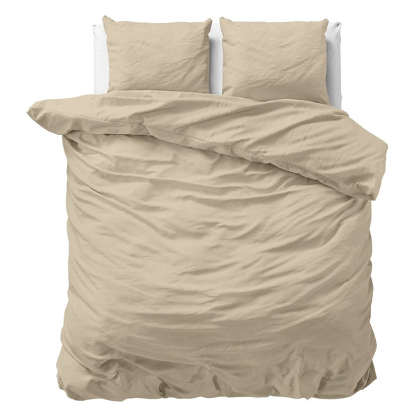 100% Cotton Duvet Cover Set Stone Washed | Sand | Double - 200cm (W) x 220cm (L) - The Bedding & Blankets Store