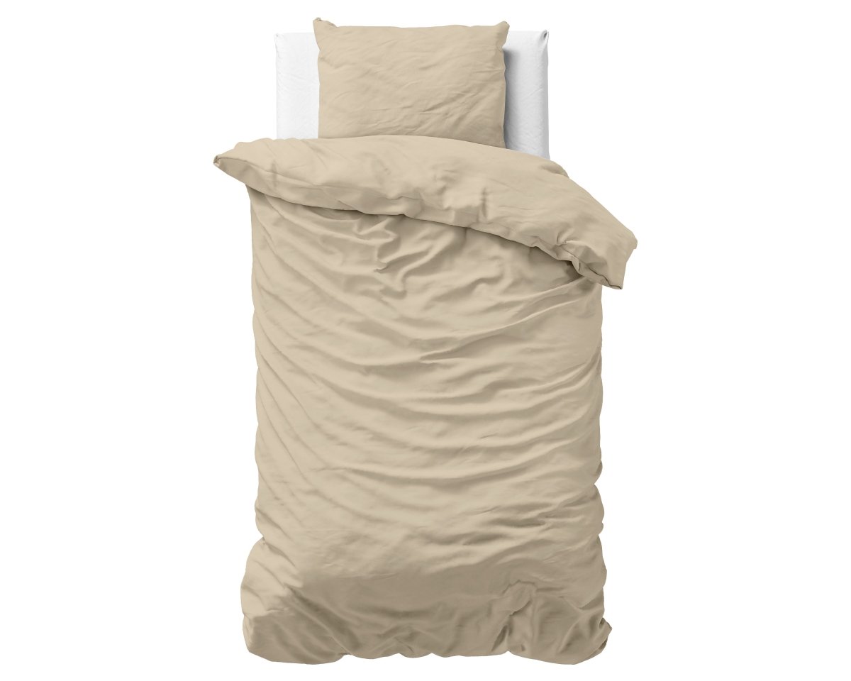 100% Cotton Duvet Cover Set Stone Washed | Sand | Single - 135cm (W) x 200cm (L) - The Bedding & Blankets Store