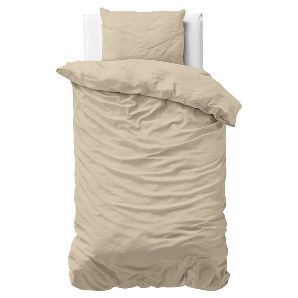 100% Cotton Duvet Cover Set Stone Washed | Sand | Single - 135cm (W) x 200cm (L) - The Bedding & Blankets Store