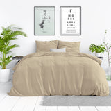 100% Cotton Duvet Cover Set Stone Washed | Sand | Single - 135cm (W) x 200cm (L) - The Bedding & Blankets Store