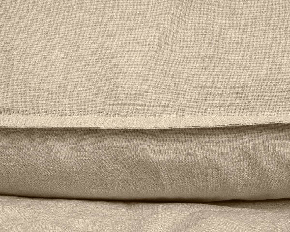 100% Cotton Duvet Cover Set Stone Washed | Sand | Single - 135cm (W) x 200cm (L) - The Bedding & Blankets Store