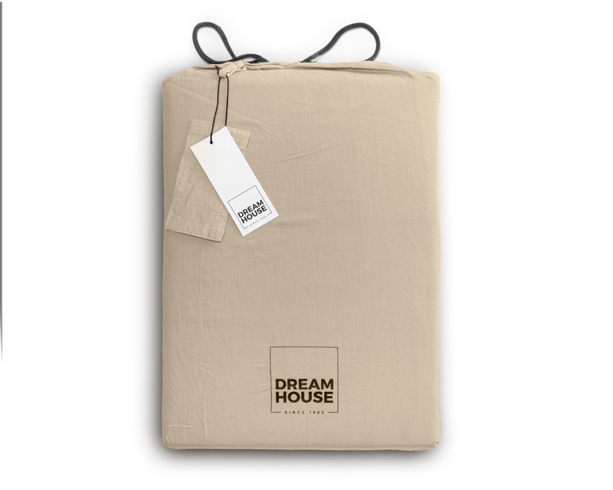 100% Cotton Duvet Cover Set Stone Washed | Sand | Single - 135cm (W) x 200cm (L) - The Bedding & Blankets Store