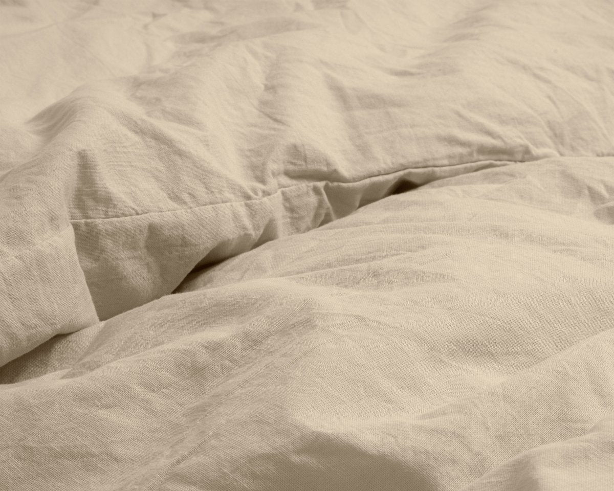 100% Cotton Duvet Cover Set Stone Washed | Sand | Single - 135cm (W) x 200cm (L) - The Bedding & Blankets Store