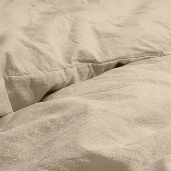 100% Cotton Duvet Cover Set Stone Washed | Sand | Single - 135cm (W) x 200cm (L) - The Bedding & Blankets Store