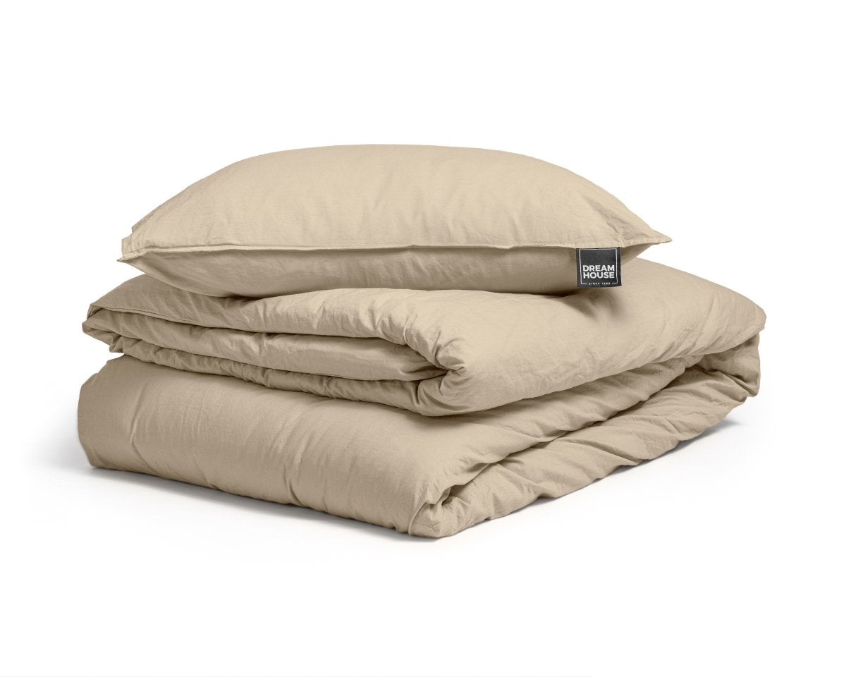 100% Cotton Duvet Cover Set Stone Washed | Sand | Single - 135cm (W) x 200cm (L) - The Bedding & Blankets Store