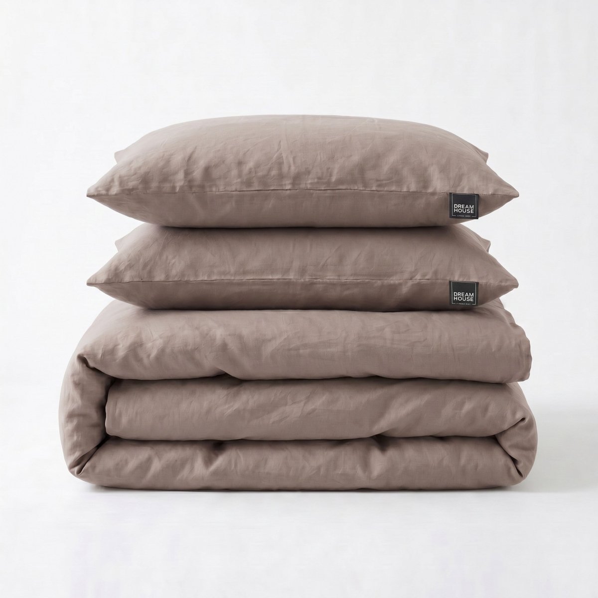 100% Cotton Duvet Cover Set Stone Washed | Taupe | Single - 140cm (W) x 220cm (L) - The Bedding & Blankets Store