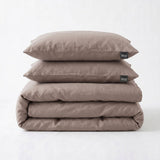 100% Cotton Duvet Cover Set Stone Washed | Taupe | Single - 140cm (W) x 220cm (L) - The Bedding & Blankets Store