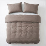 100% Cotton Duvet Cover Set Stone Washed | Taupe | Single - 140cm (W) x 220cm (L) - The Bedding & Blankets Store