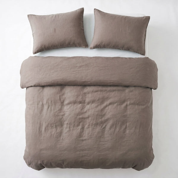 100% Cotton Duvet Cover Set Stone Washed | Taupe | Single - 140cm (W) x 220cm (L) - The Bedding & Blankets Store