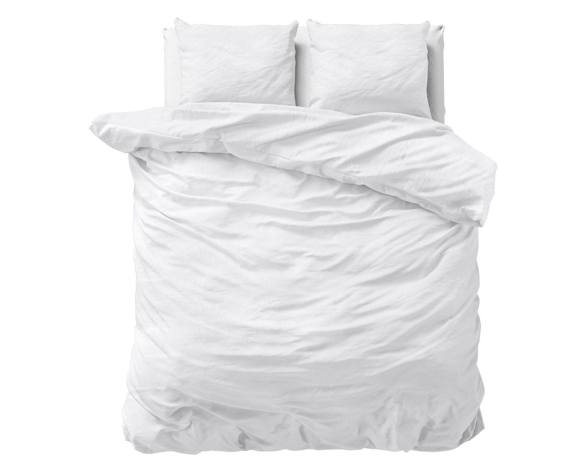 100% Cotton Duvet Cover Set Stone Washed | White | Double - 200cm (W) x 220cm (L) - The Bedding & Blankets Store