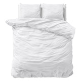100% Cotton Duvet Cover Set Stone Washed | White | Double - 200cm (W) x 220cm (L) - The Bedding & Blankets Store