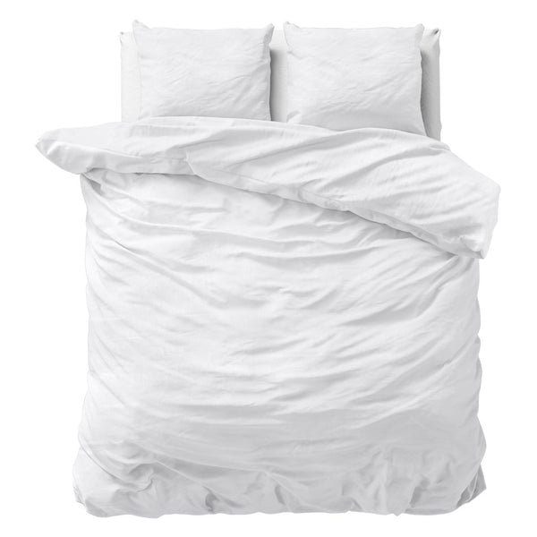 100% Cotton Duvet Cover Set Stone Washed | White | Double - 200cm (W) x 220cm (L) - The Bedding & Blankets Store