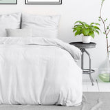 100% Cotton Duvet Cover Set Stone Washed | White | Single - 135cm (W) x 200cm (L) - The Bedding & Blankets Store