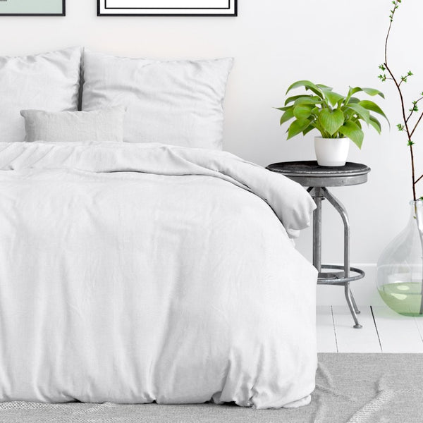 100% Cotton Duvet Cover Set Stone Washed | White | Single - 135cm (W) x 200cm (L) - The Bedding & Blankets Store