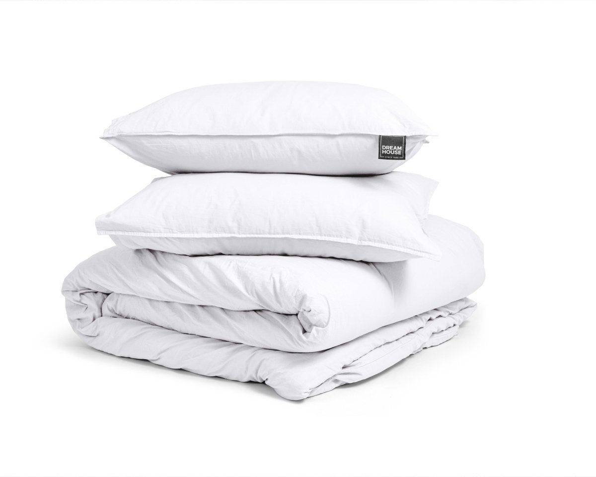 100% Cotton Duvet Cover Set Stone Washed | White | Single - 135cm (W) x 200cm (L) - The Bedding & Blankets Store