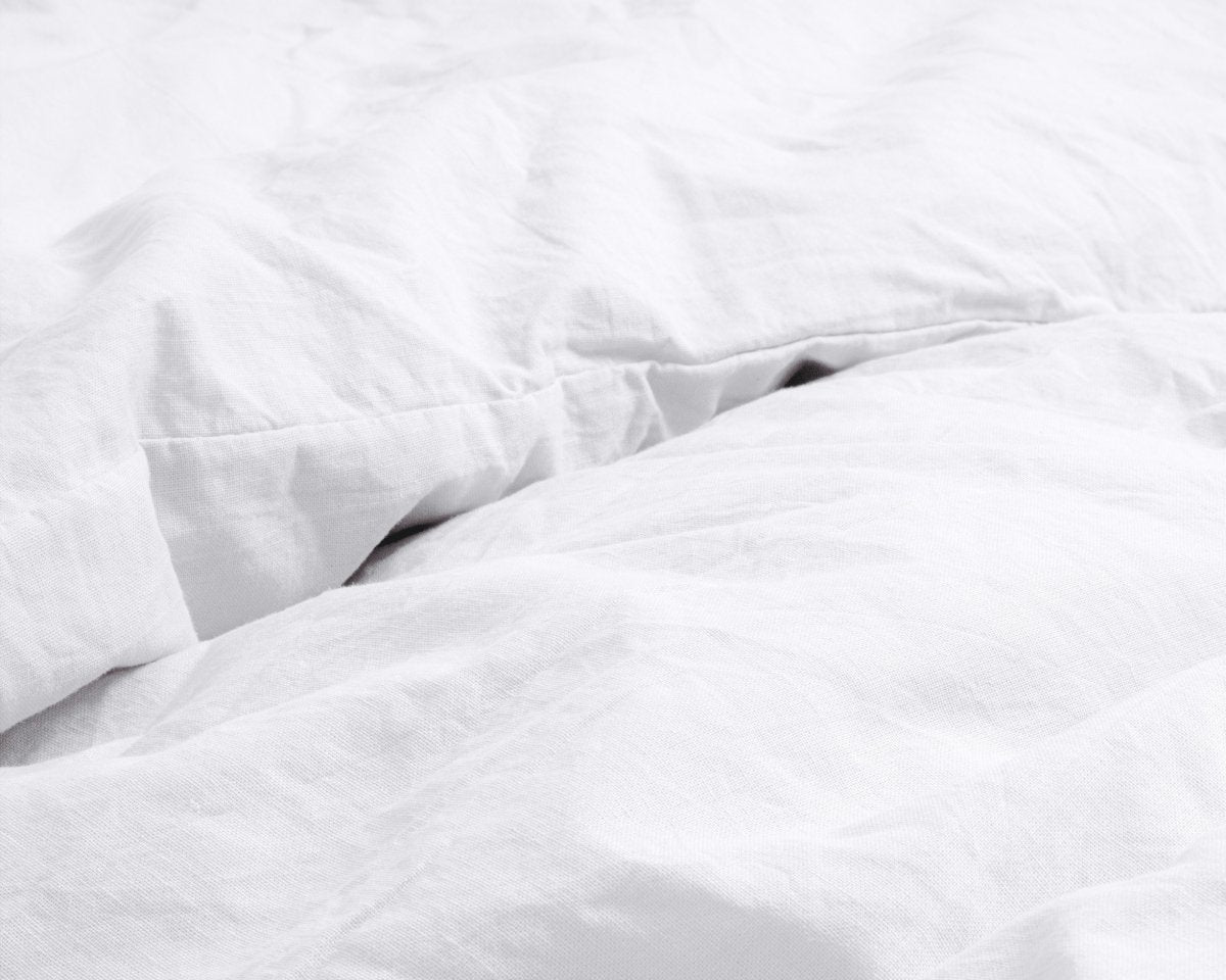 100% Cotton Duvet Cover Set Stone Washed | White | Single - 135cm (W) x 200cm (L) - The Bedding & Blankets Store