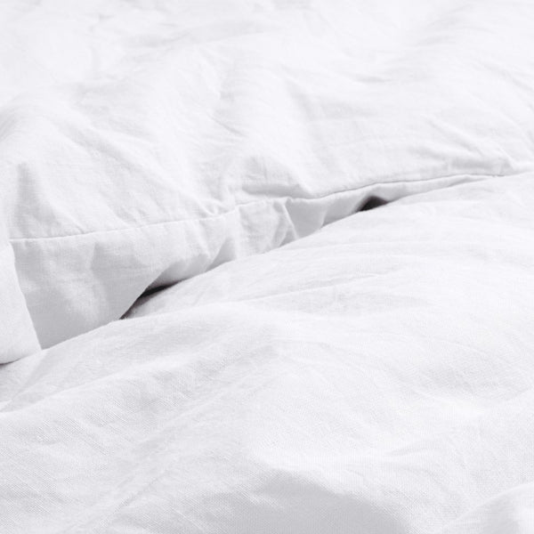 100% Cotton Duvet Cover Set Stone Washed | White | Single - 135cm (W) x 200cm (L) - The Bedding & Blankets Store