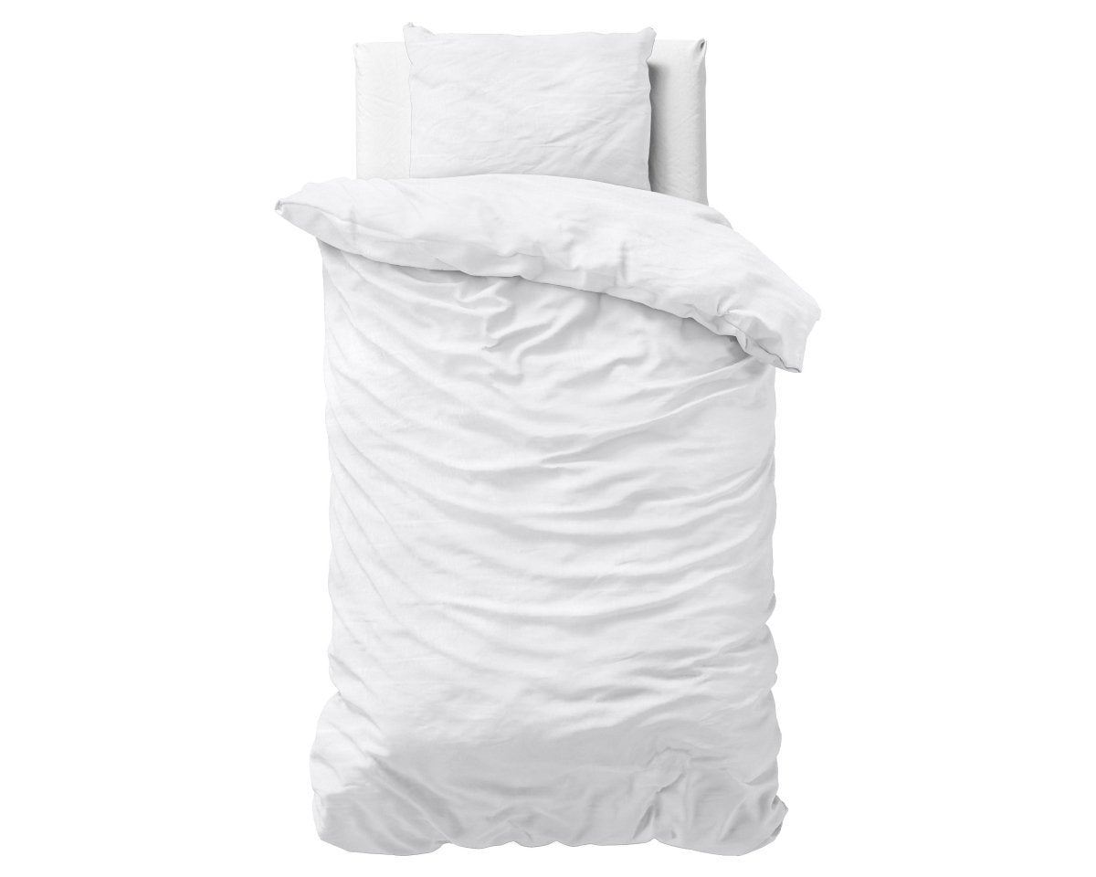100% Cotton Duvet Cover Set Stone Washed | White | Single - 135cm (W) x 200cm (L) - The Bedding & Blankets Store
