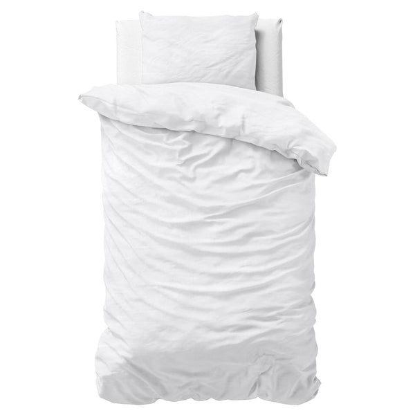 100% Cotton Duvet Cover Set Stone Washed | White | Single - 135cm (W) x 200cm (L) - The Bedding & Blankets Store